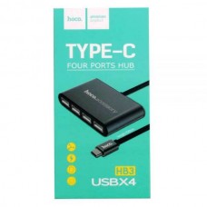 Хаб Hoco HB3 Type-C to 4 Ports USB Hub 1м Black